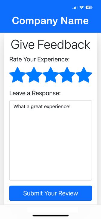 A screenshot of what the customer sees when asked to give a review about their visit.